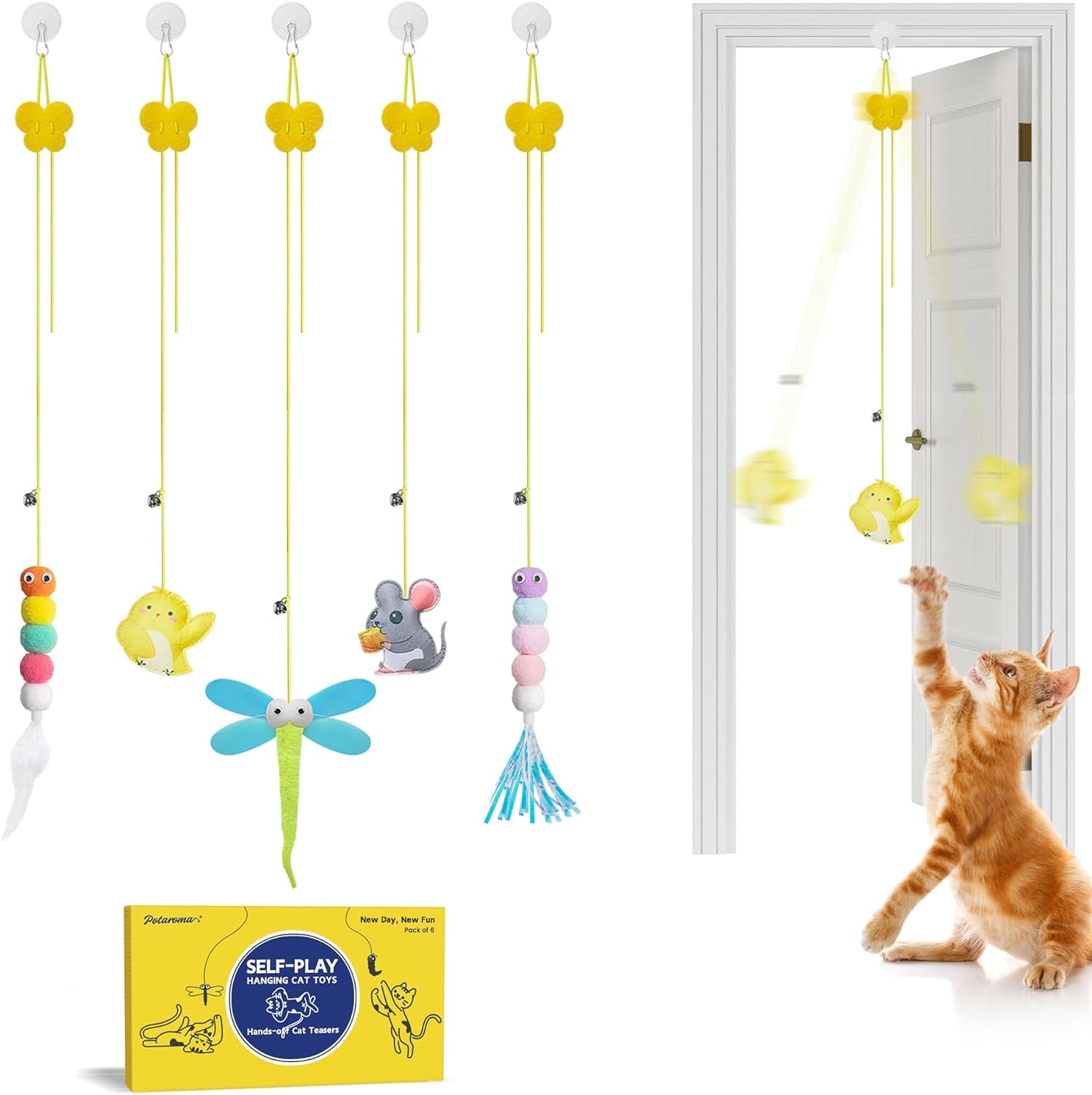  Cat Teaser Retractable Hanging Cat Toys Indoor Kitten Play  