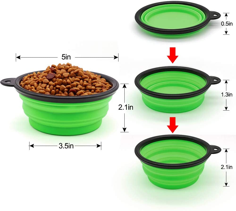  Portable Pet Feeding Watering Dish for Walking Parking 