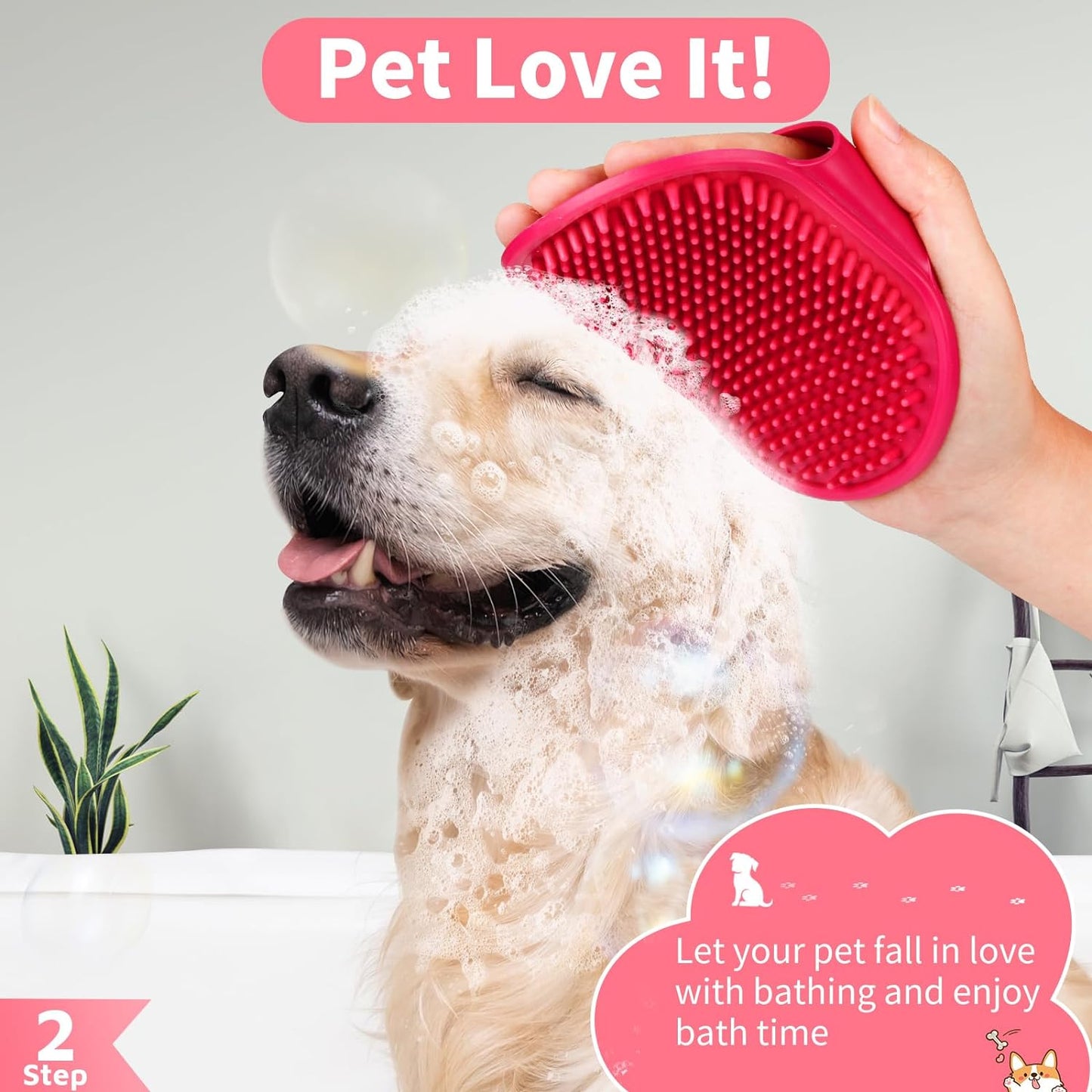 3PCS Dog Bath Brush  Dog Shampoo Brush  Dog Scrubber for Bath 