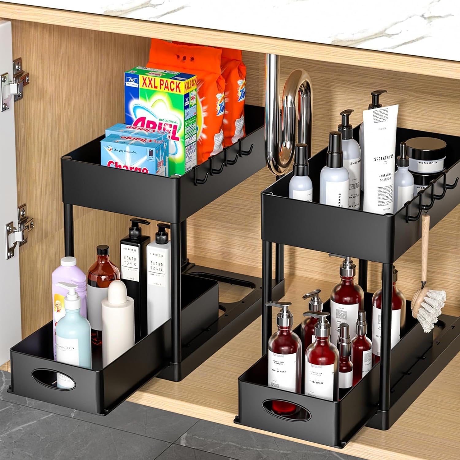 under Sliding Cabinet Basket Organizer 2 Tier under Sink Organizers Black under Sink Storage