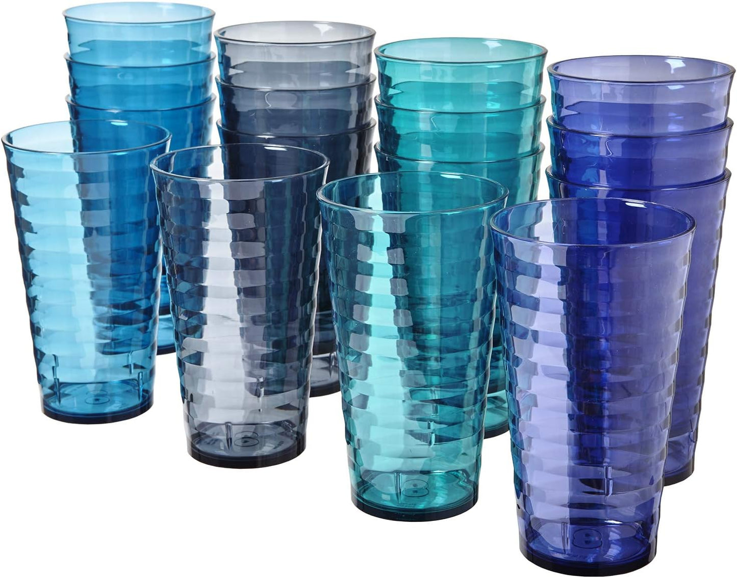 Splash Set of 1618 Ounce Plastic Stackable Water Tumblers in 4 Coastal Colors Value Set