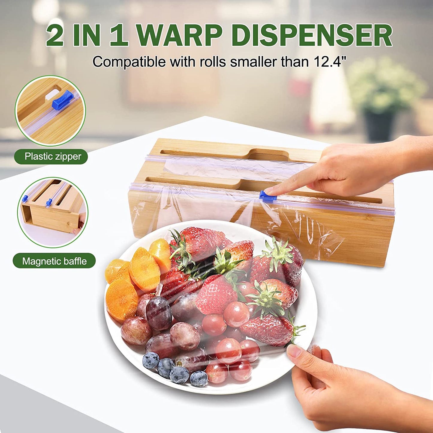 Individual Storage Bag Organizer for Kitchen Drawer Bamboo with Foil or Plastic Wrap Organizer 