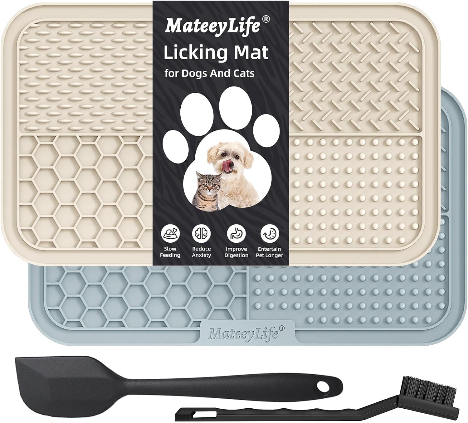 2PCS Large Lick Mat for Dogs and Cats with Suction Cups