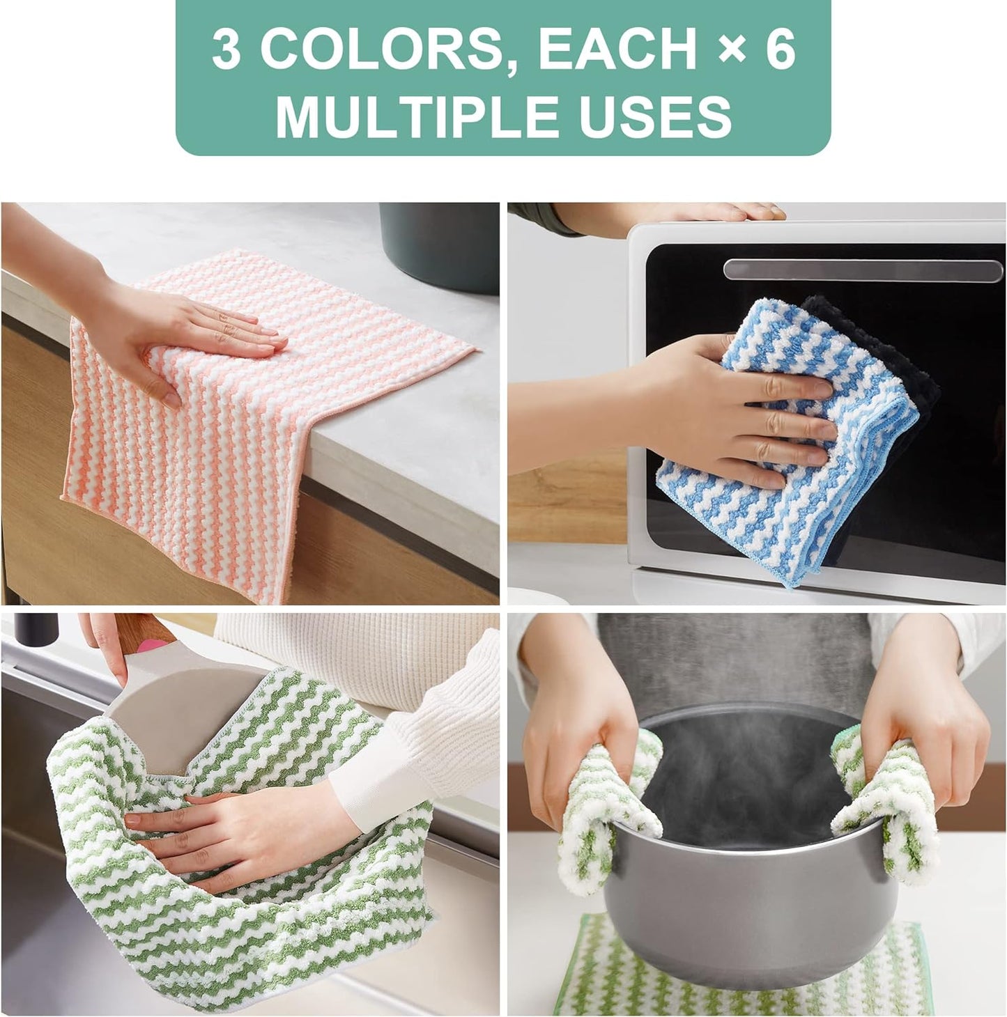 Microfiber Cleaning Cloth Kitchen Towels for Dish Drying Washing Absorbent Streak Free Lint Free Rags 