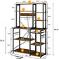 Large Bakers Rack with Power Outlets 6 Tier Microwave Stand Coffee Bar