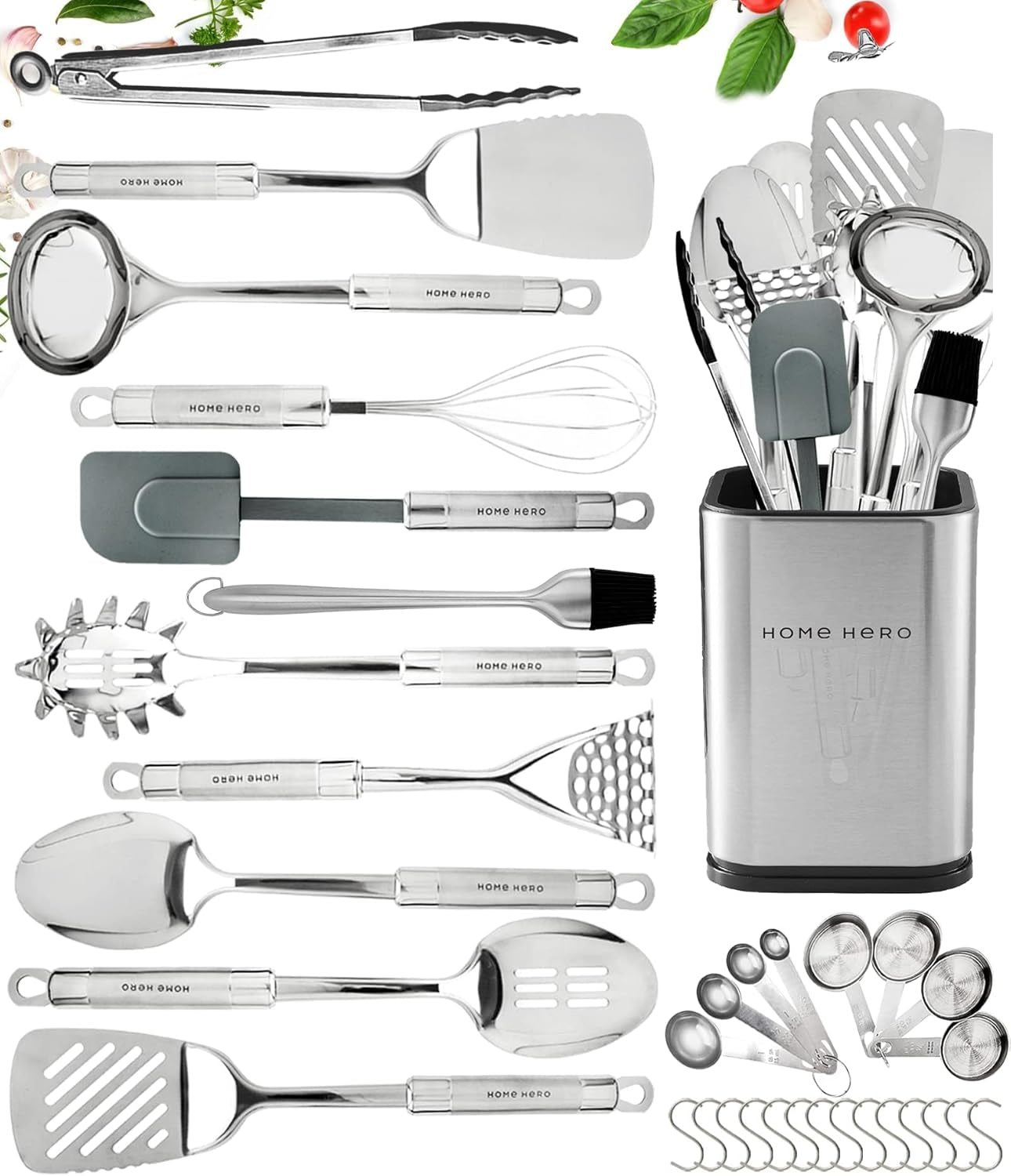 32 Pcs Stainless Steel Kitchen Utensils Set Nonstick Stainless Steel Cooking Utensils Set