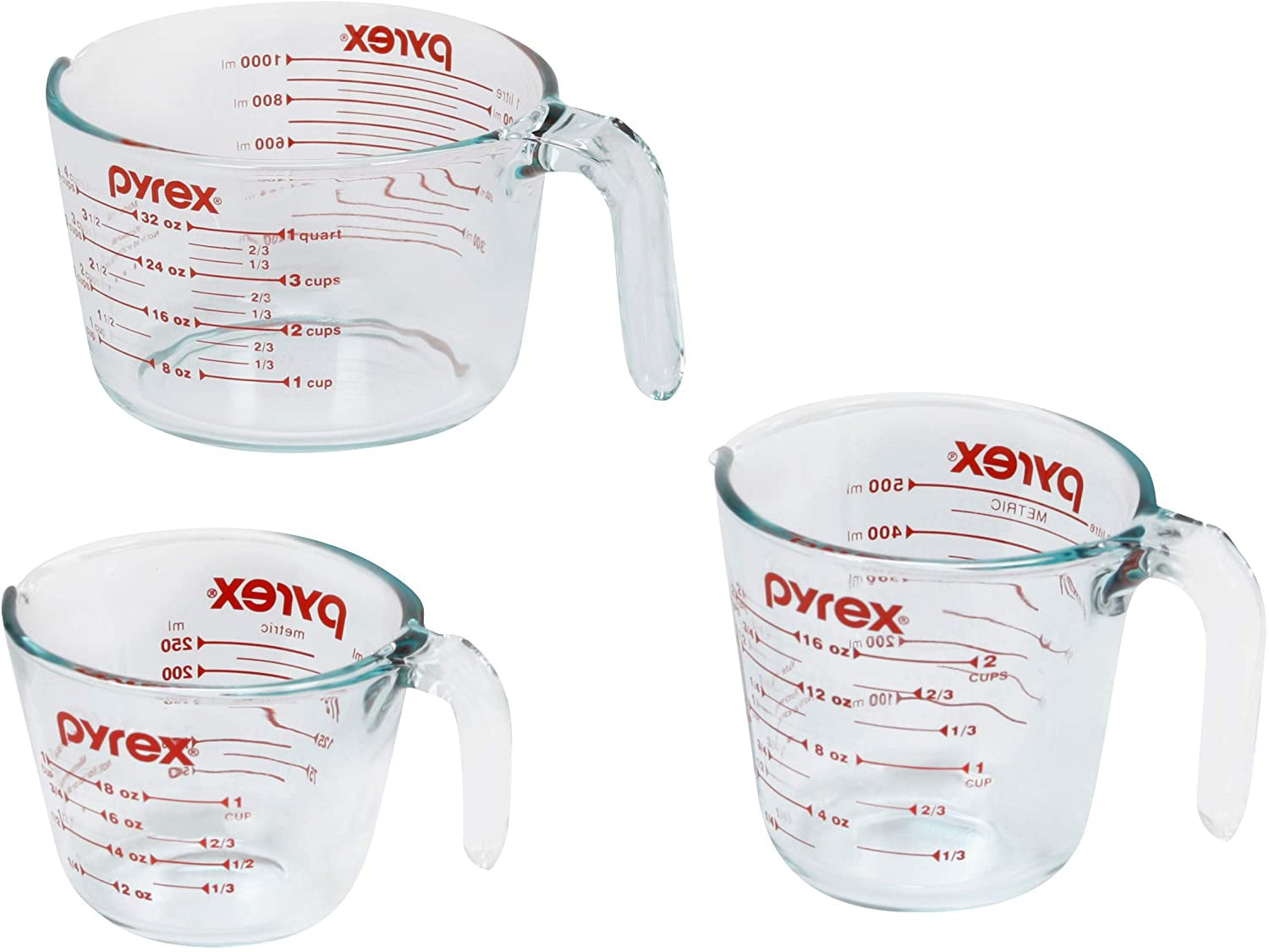 1118990 3PC Glass 1 Cup 2 Cup 4 Cup 3 PC Measuring Cup Set