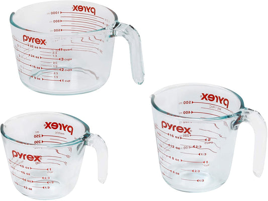 1118990 3PC Glass 1 Cup 2 Cup 4 Cup 3 PC Measuring Cup Set