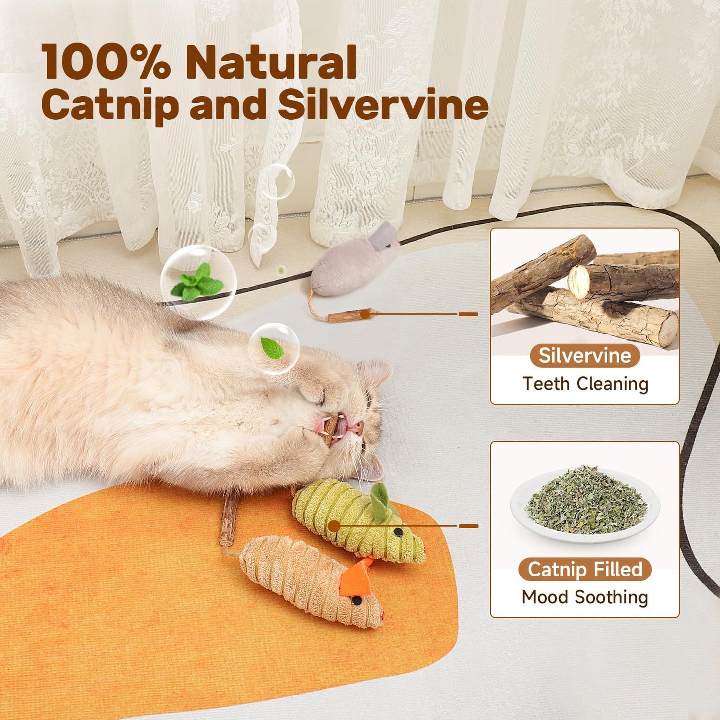 Squeak Mice Interacticve Catnip Silvervine Animals 