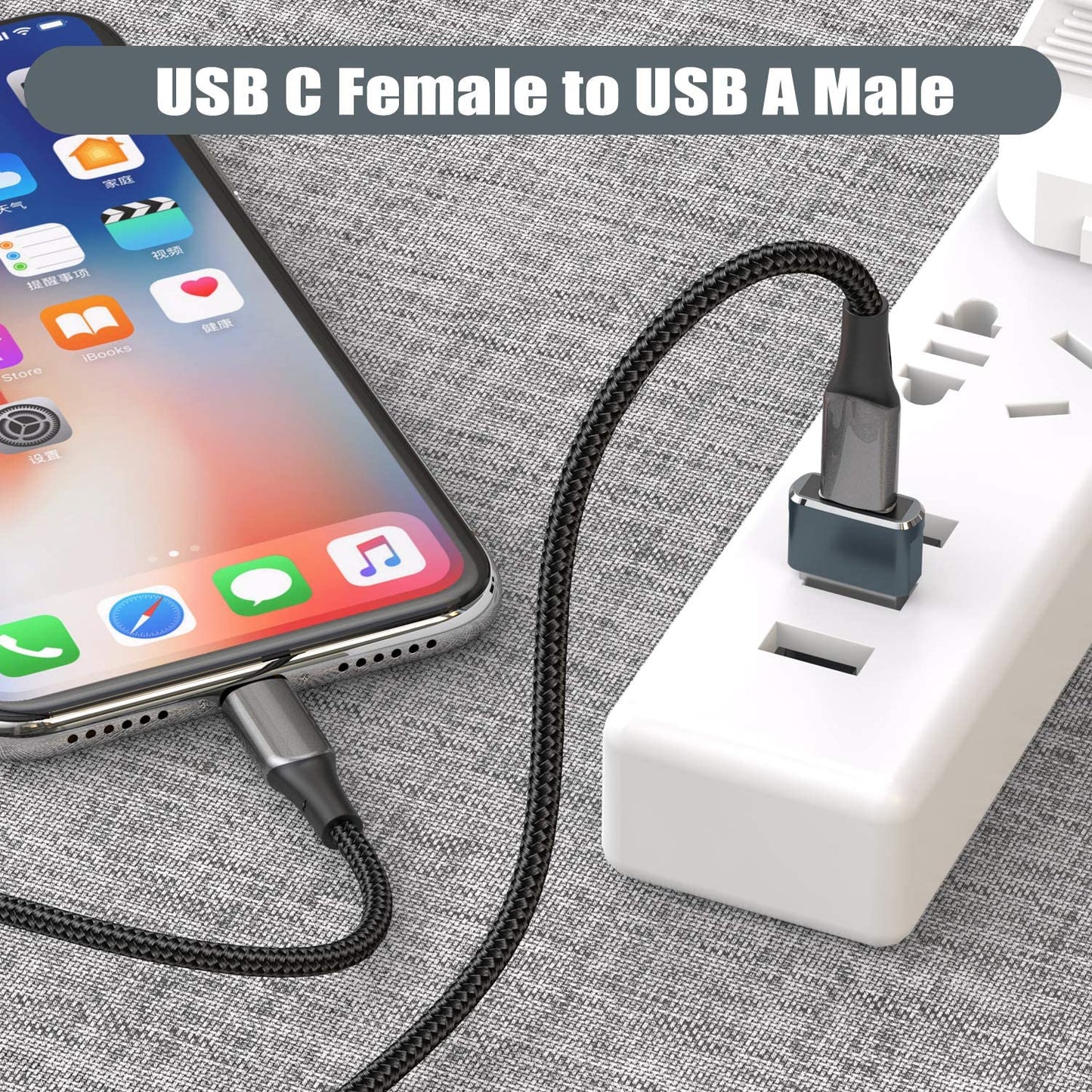 USB to USB C Adapter 2Pack Usbc Female to a Male OTG Charger Type C Converter