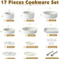 17 Piece Pots and Pans Set Nonstick Detachable Handle Cookware Induction Kitchen Cookware Set