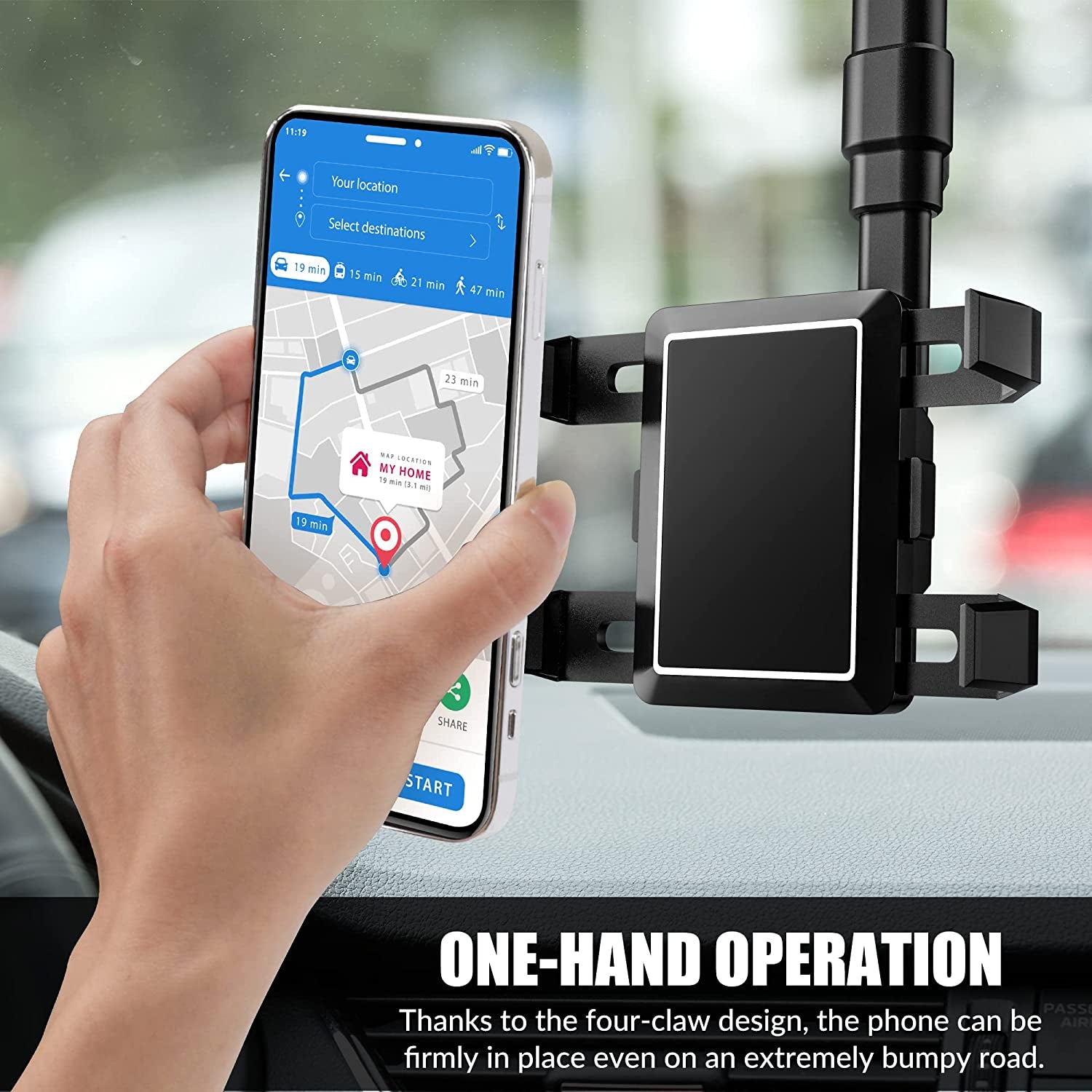 Rear View Mirror Phone Holder 2023 Rotatable and Retractable Universal Mount