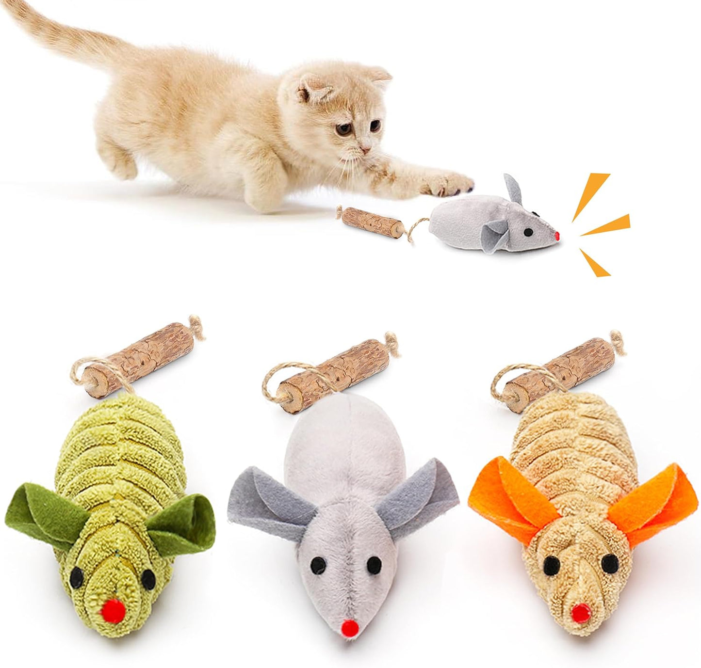 Squeak Mice Interacticve Catnip Silvervine Animals 