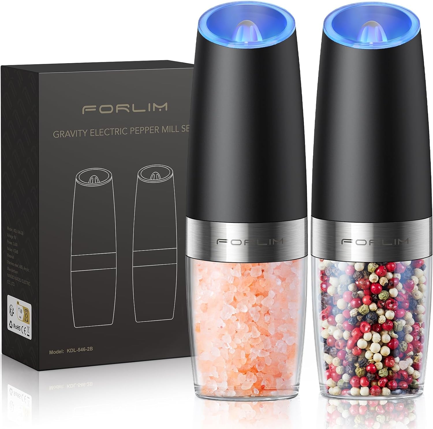  Electric Salt and Pepper Grinder Set Automatic