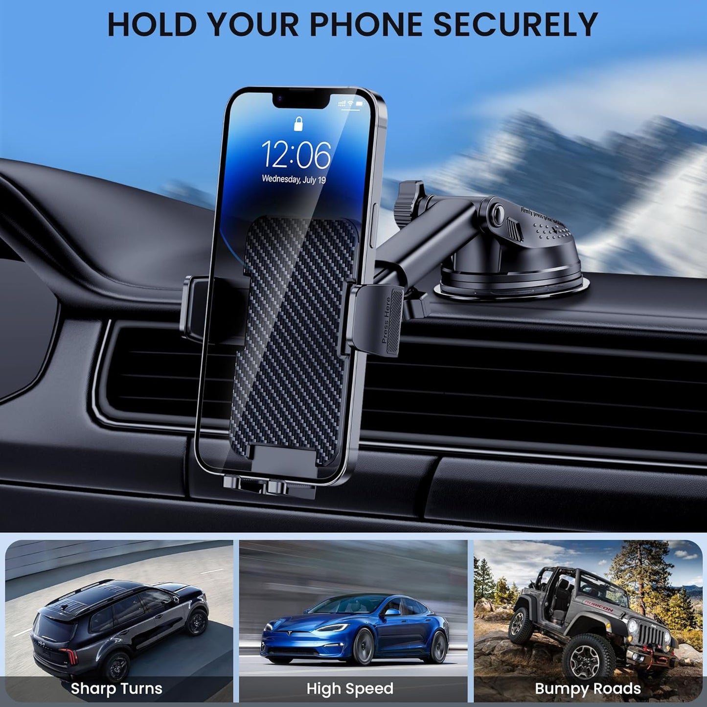 Phone Holder Car  Military Grade Suction Universal Car Phone Holder