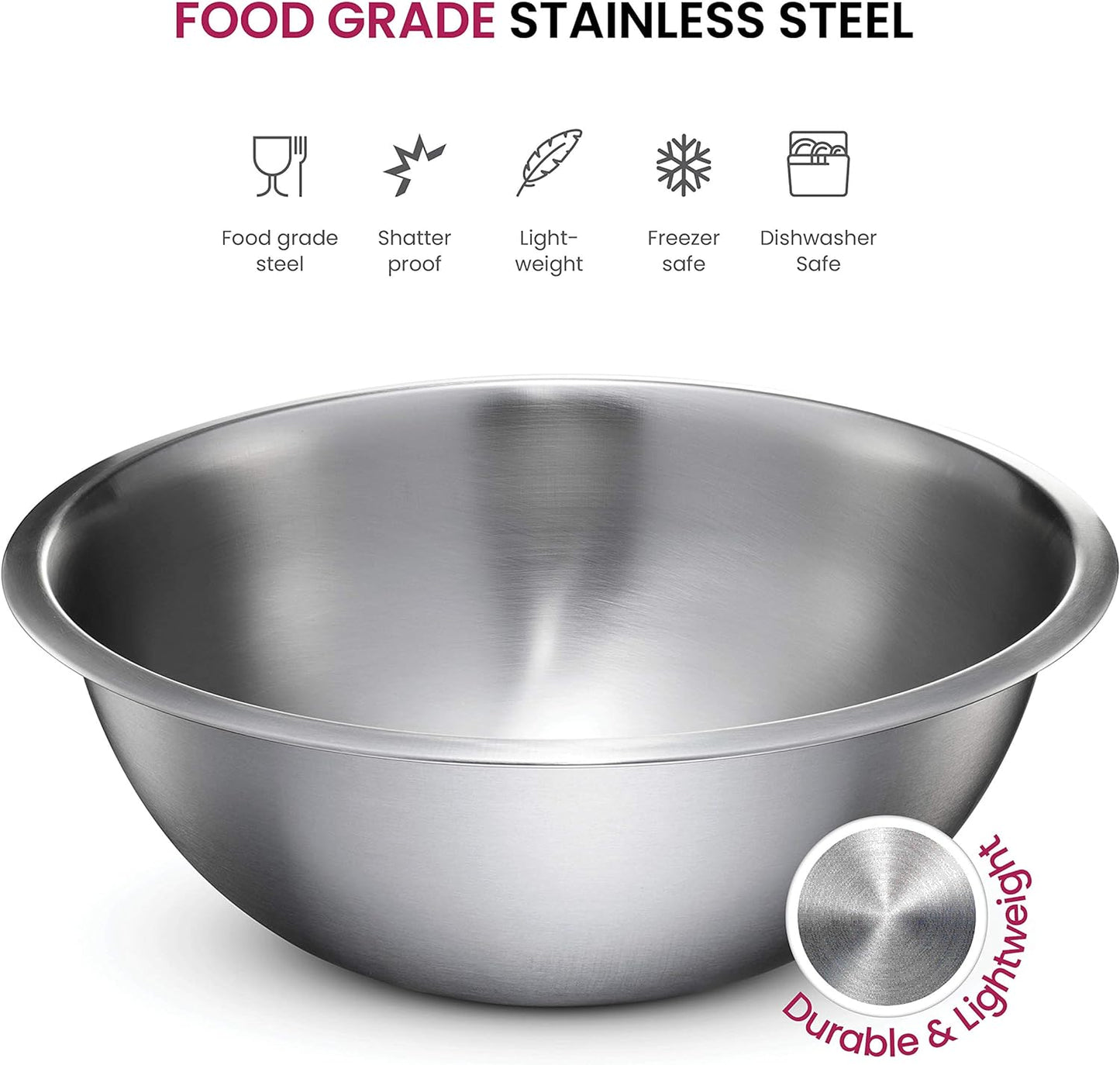 Stainless Steel Mixing Bowls Set for Kitchen Dishwasher Safe Nesting Bowls