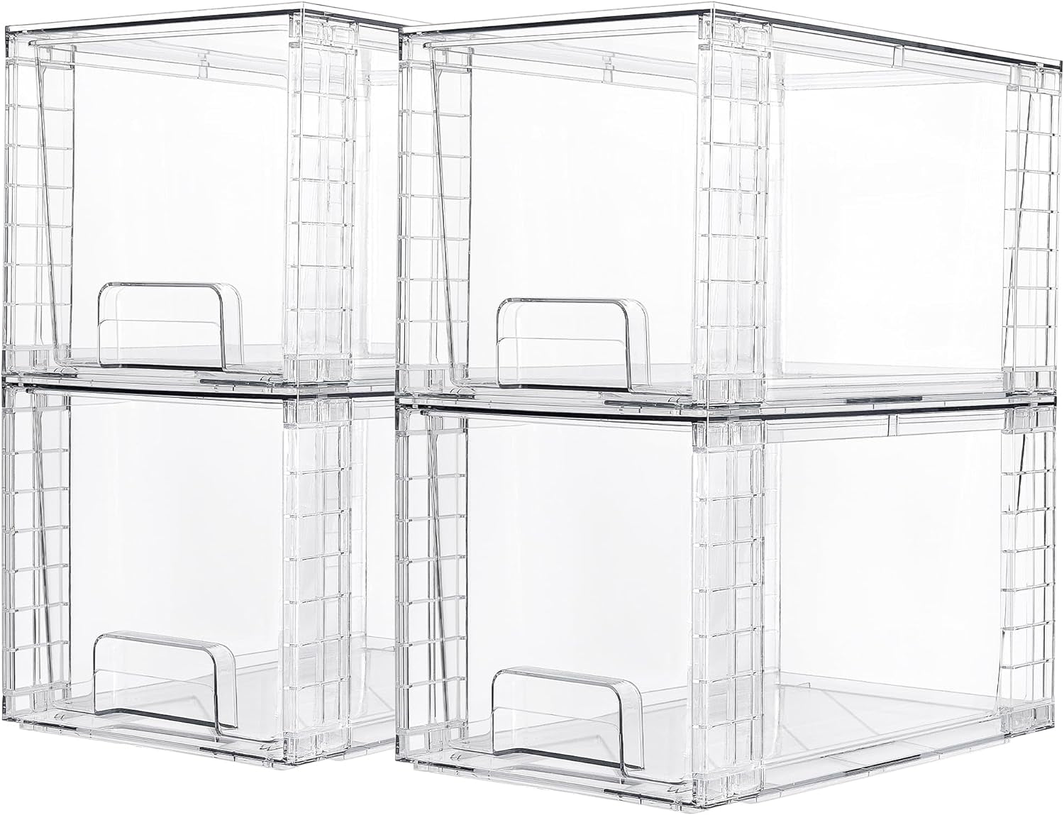 4 Pack Large Stackable Storage Drawers Clear Acrylic Drawer Organizers