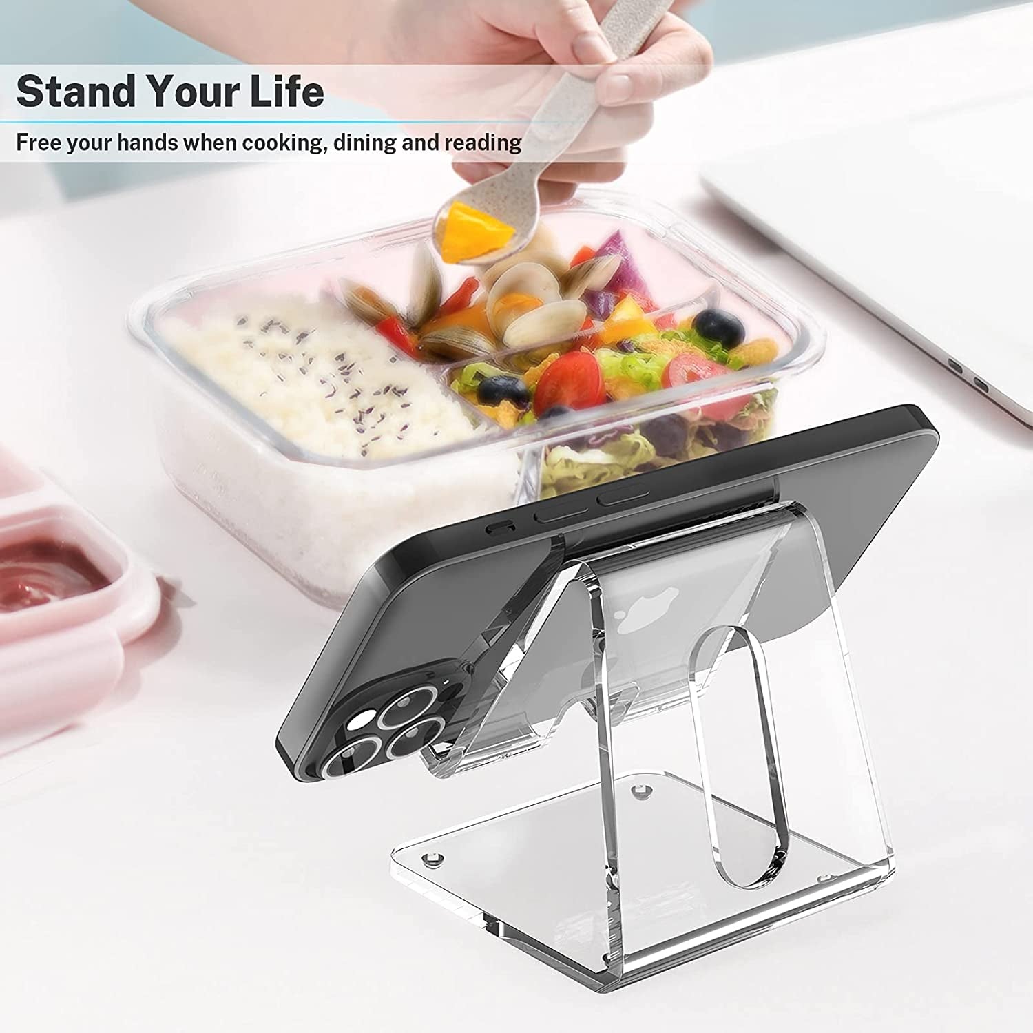 Acrylic Cell Phone Stand Portable Clear Phone Stand for Desk Compatible