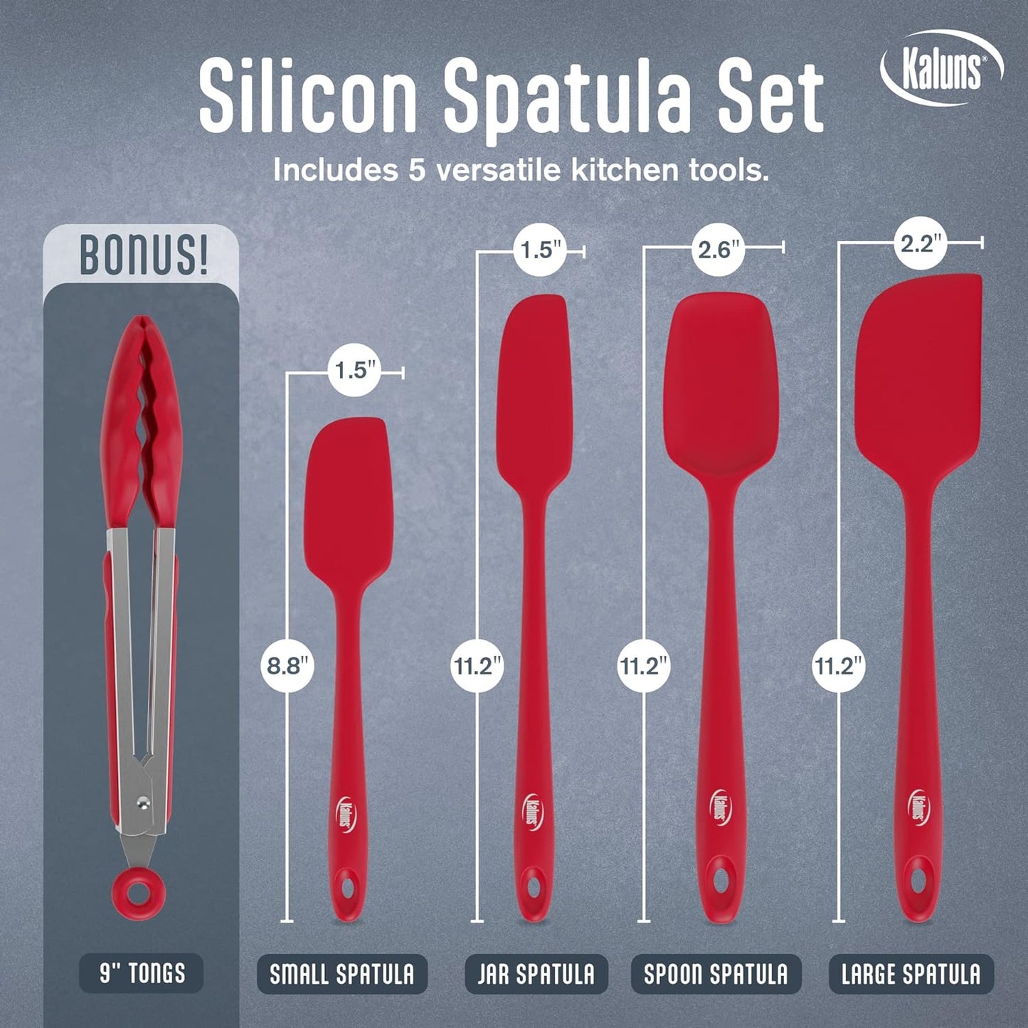 Silicone Spatula Set 4 Rubber Spatulas 600°F Heat Resistant