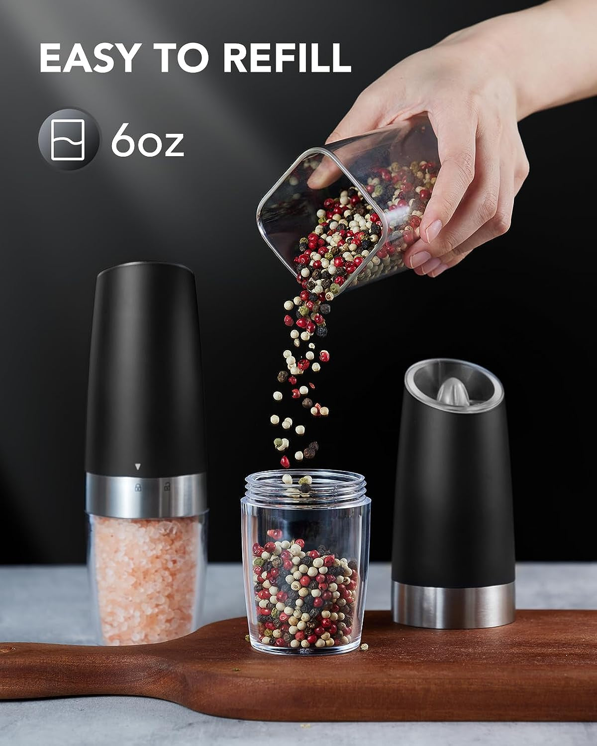  Electric Salt and Pepper Grinder Set Automatic