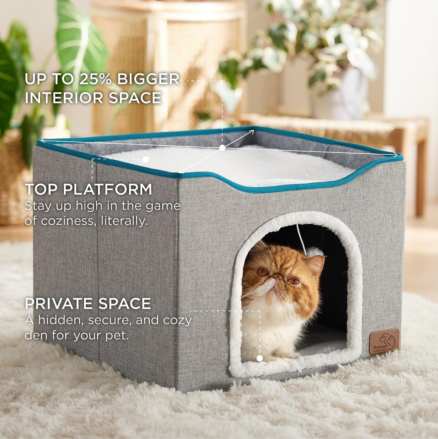  Large Cat Cave for Pet Cat House with Fluffy Ball Hanging 