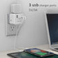 3 Outlet USB Wall Charger and Extender with 3 Way Splitter ETL Listed for Home Office Cruise Ship