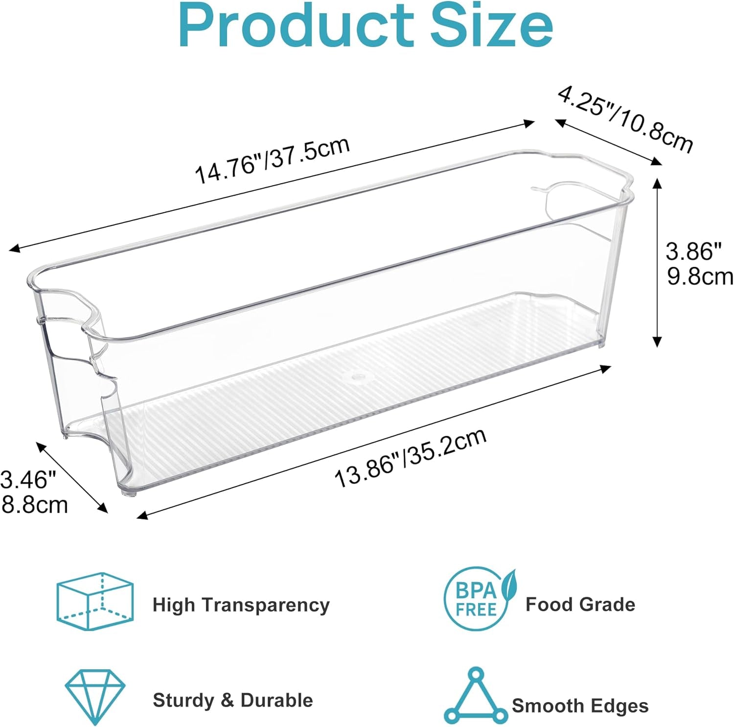 Breastmilk Storage Container 4PCS Set Clear Freezer and Fridge Organizer Bins Plastic Storage Bins