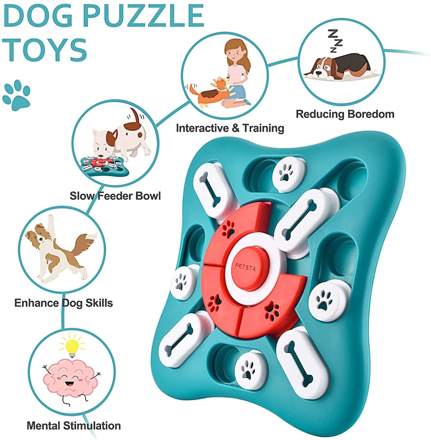  Dog Puzzle Toys Treat Dispensing Dog Enrichment Toys 