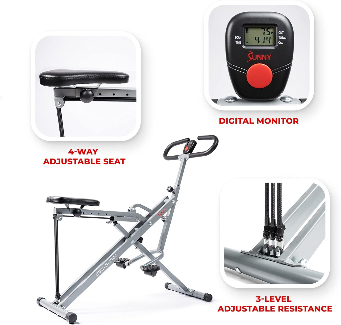 Row N Ride Squat Assist Trainer for Glutes & Legs Workout with Adjustable Resistance