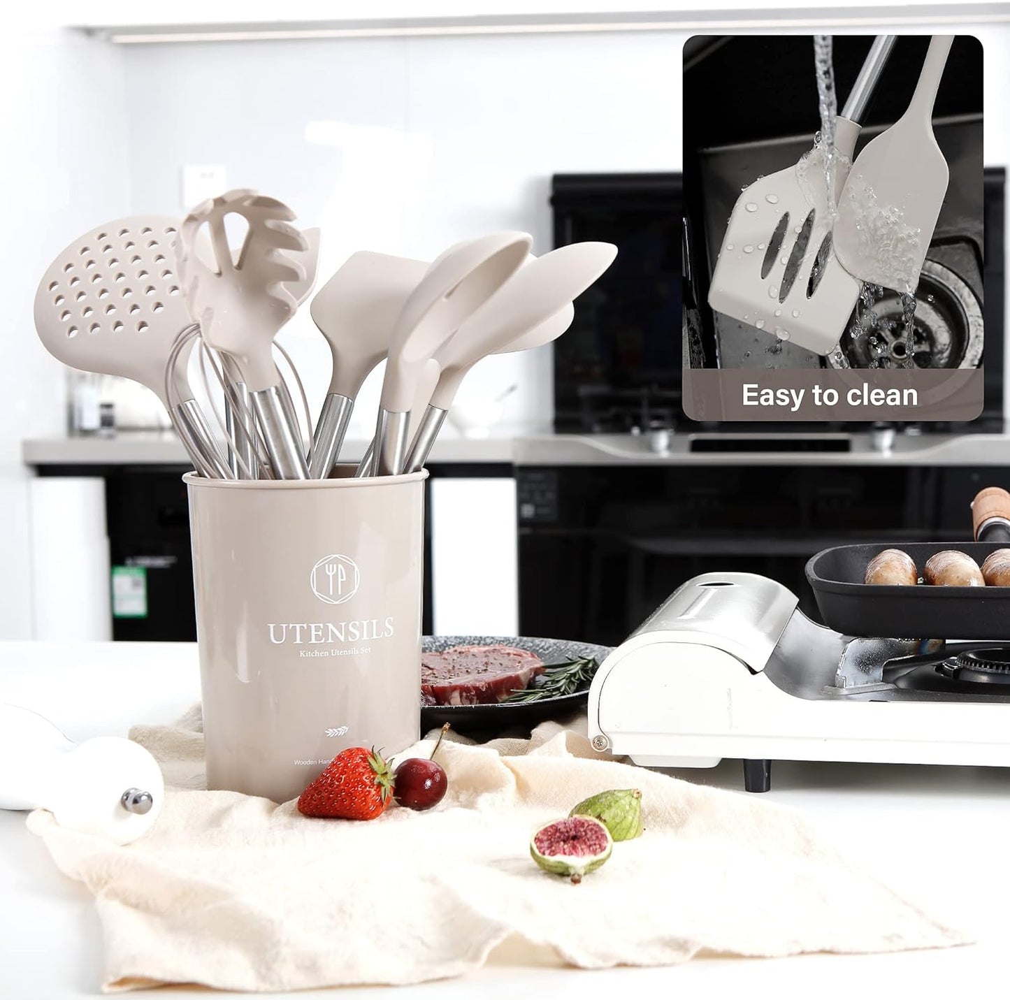  28 Pcs Silicone Cooking Utensils Set with Holder Spatula Set