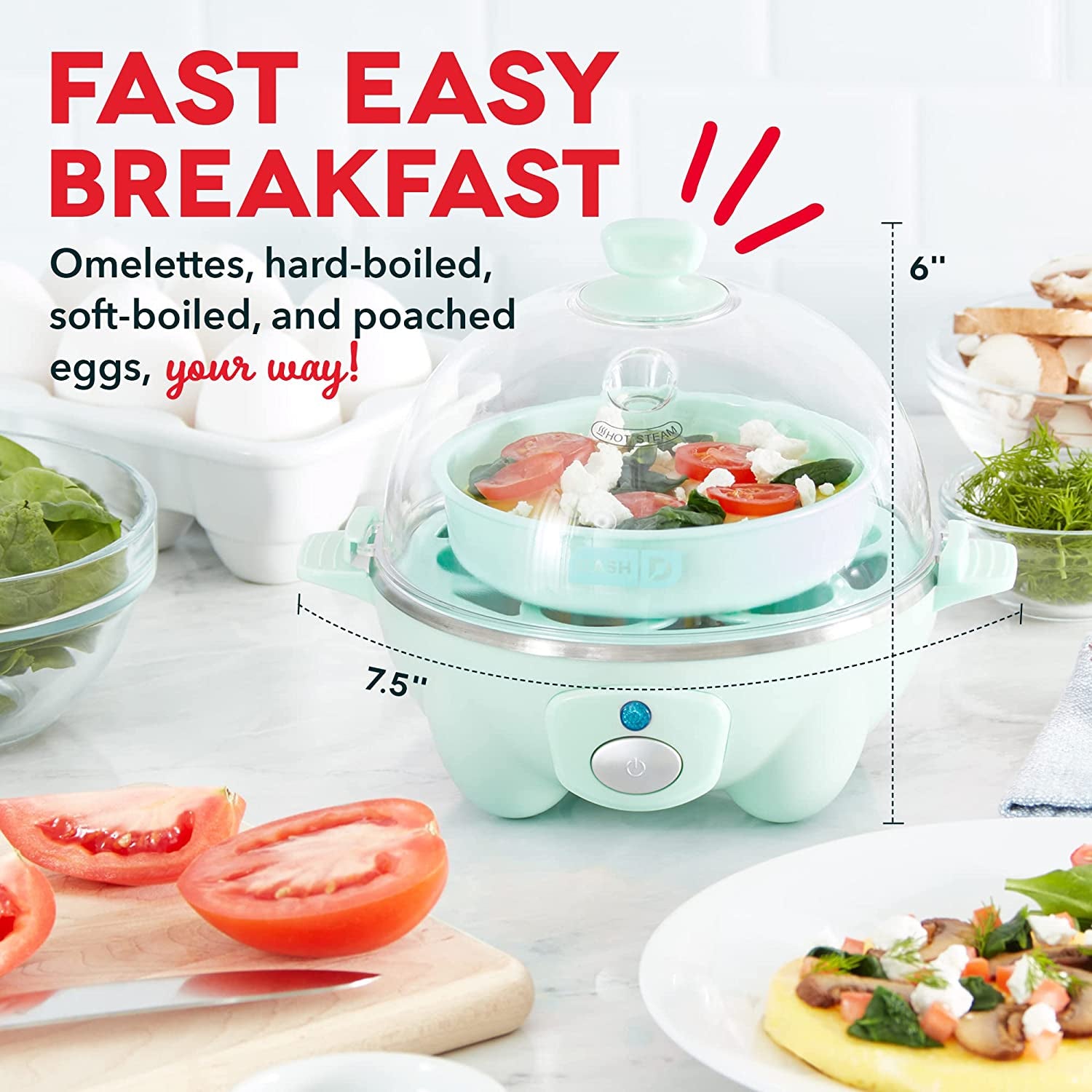 Rapid Egg Cooker 6 Egg Capacity Electric Egg Cooker for Hard Boiled Eggs