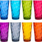 Optix Plastic Reusable Drinking Glasses Set of 8 20Oz Water Cups in Jewel Tone Colors