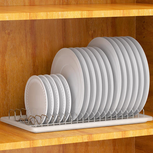 Plate Drying Rack with Drainboard Chrome