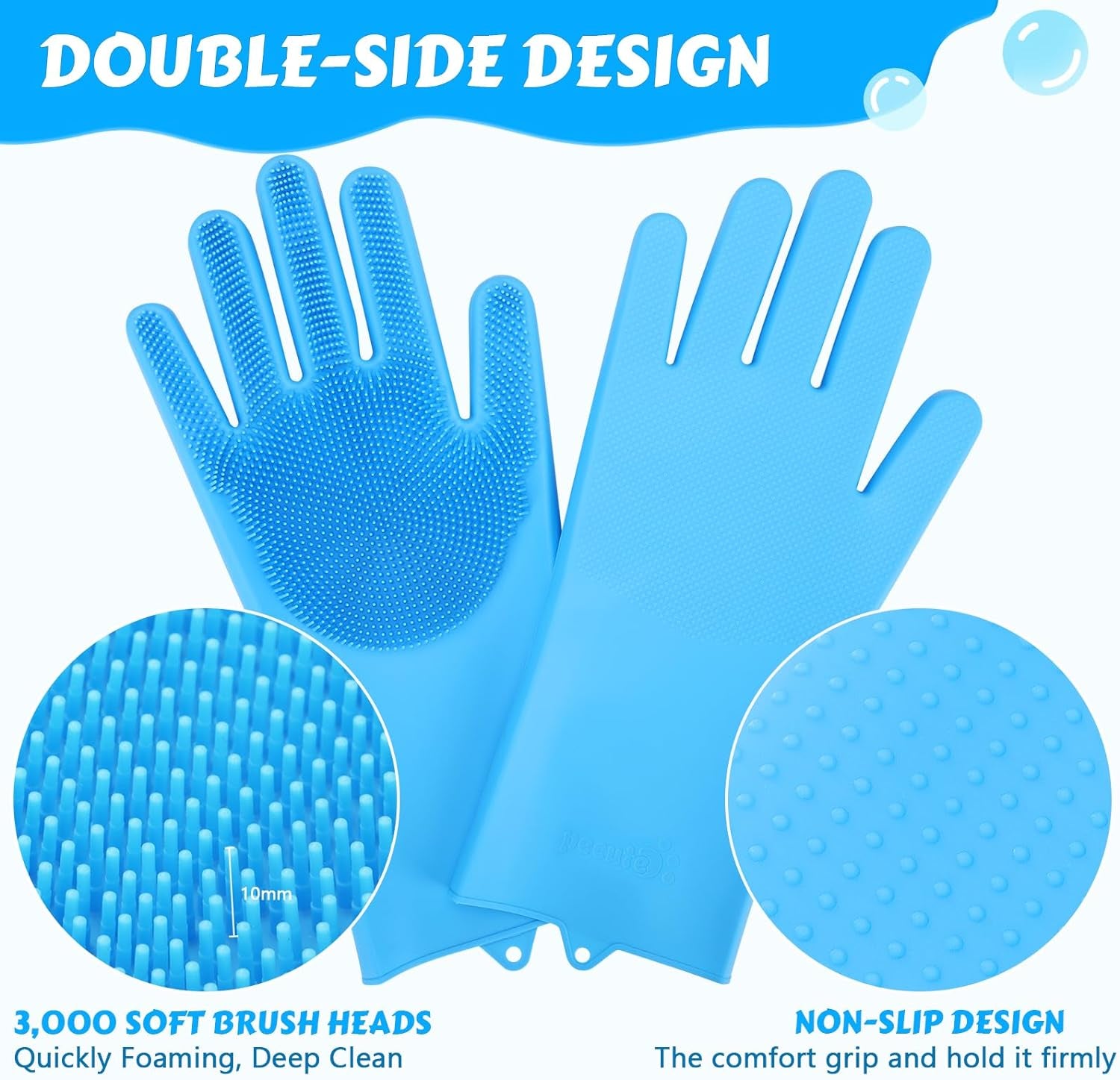 Pet Grooming Gloves Heat Resistant Cat Bathing Gloves with  