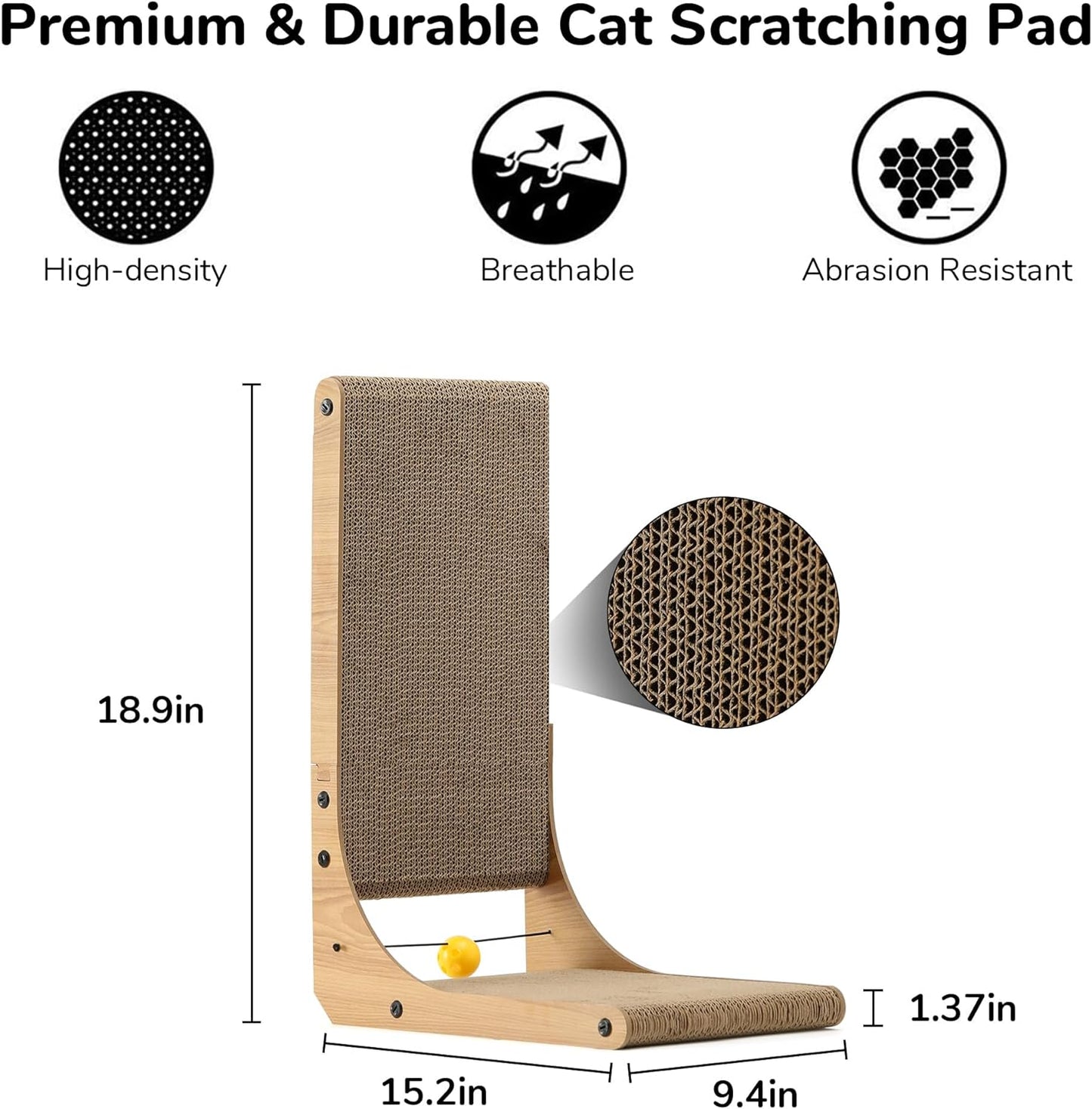  18.9 Inch L Shape Cat Scratch Pad Vertical Cat 