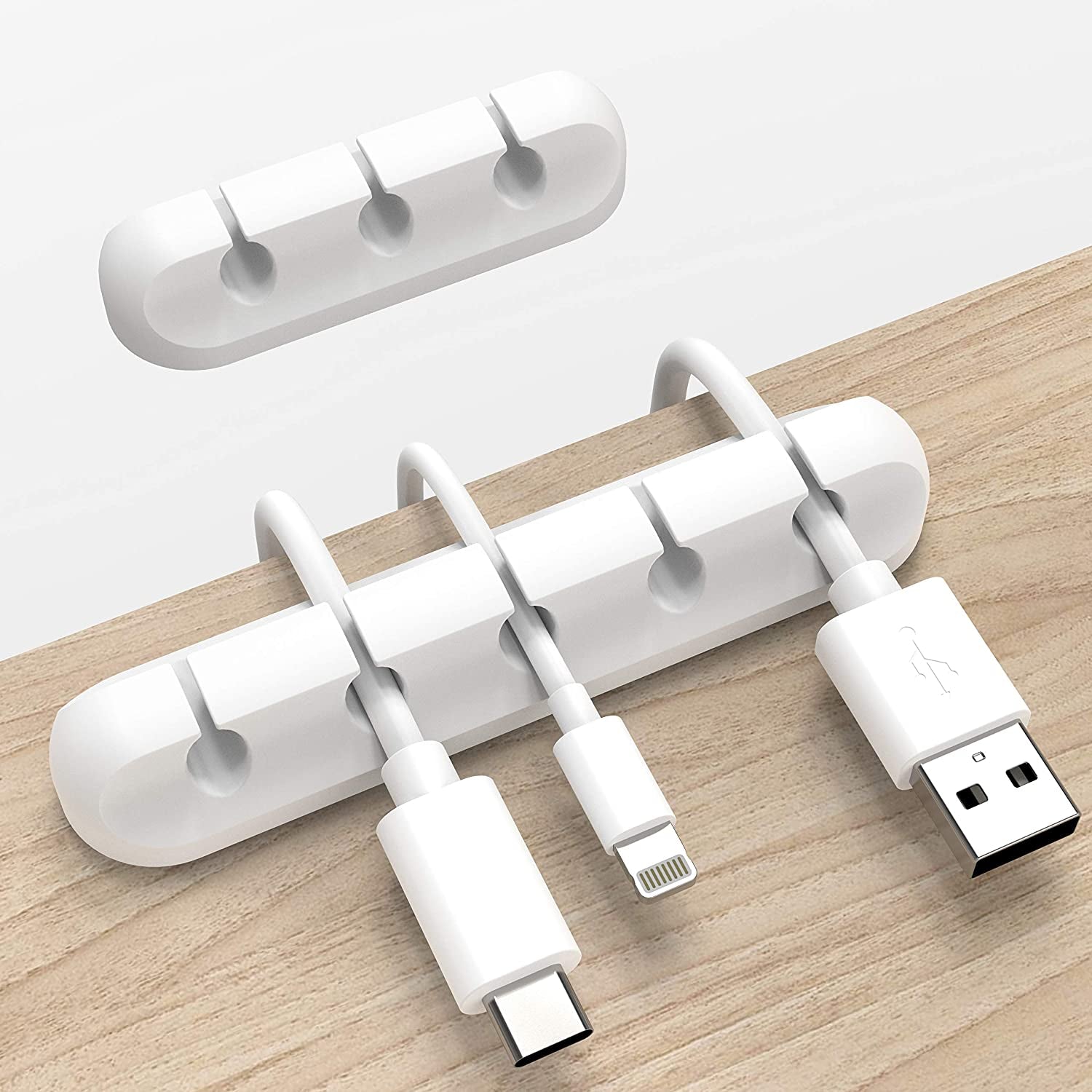 White Cable Clips Cord Organizer Cable Management Cable Organizers USB Cable Holder