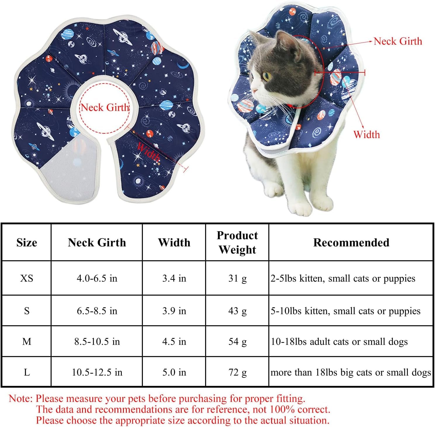 Soft Cat Cone Adjustable Cat Recovery Collar after Surgery 