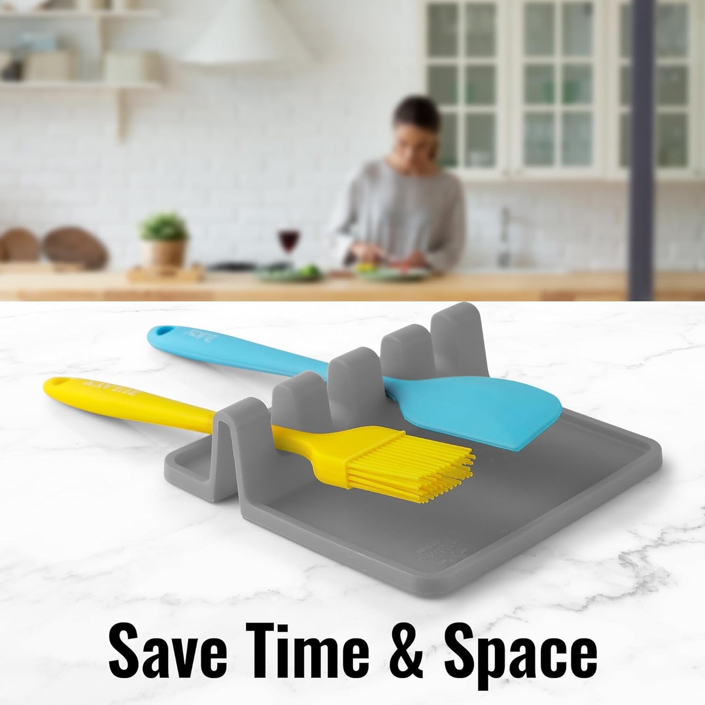 Silicone Utensil Rest  Bpa-Free Durable Spoon Rest with Drip Pad