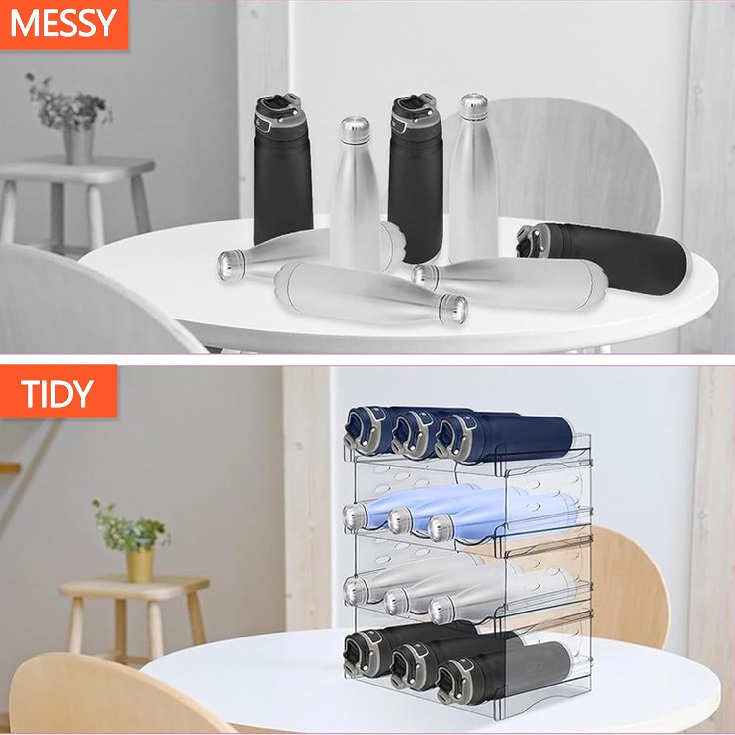 Plastic Stackable Water Bottle Holder Cup Organizer 