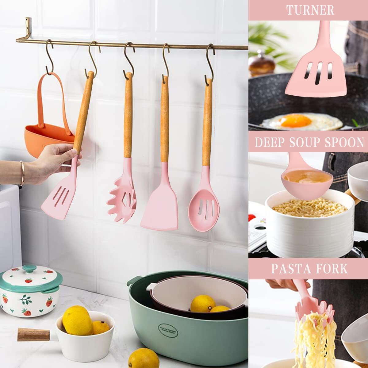 Kitchen Cooking Utensils Set  33 Pcs Non Stick Silicone Cooking Spatula Set