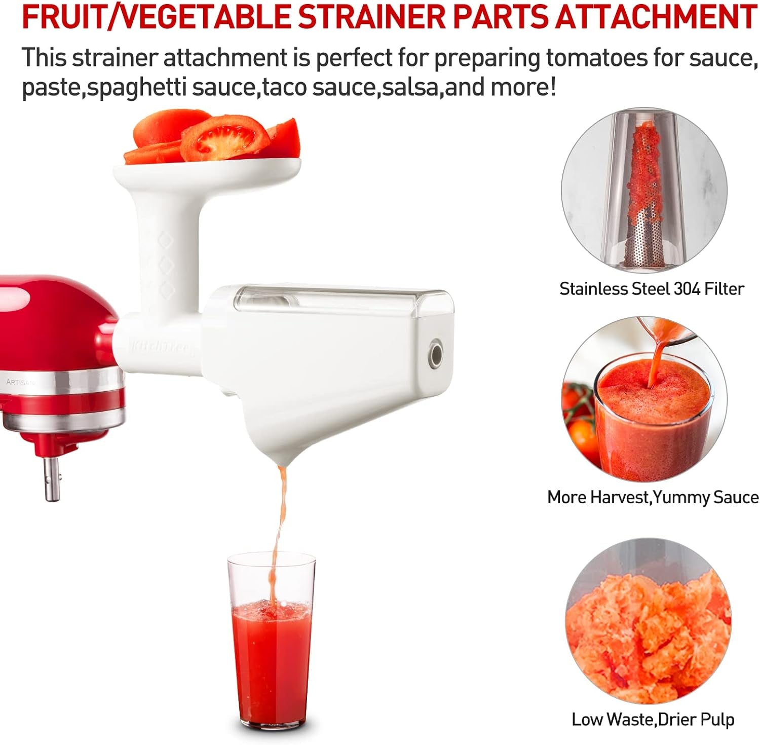 Fruit & Vegetable Strainer Attachment Set Includes Food Grinder Attachment