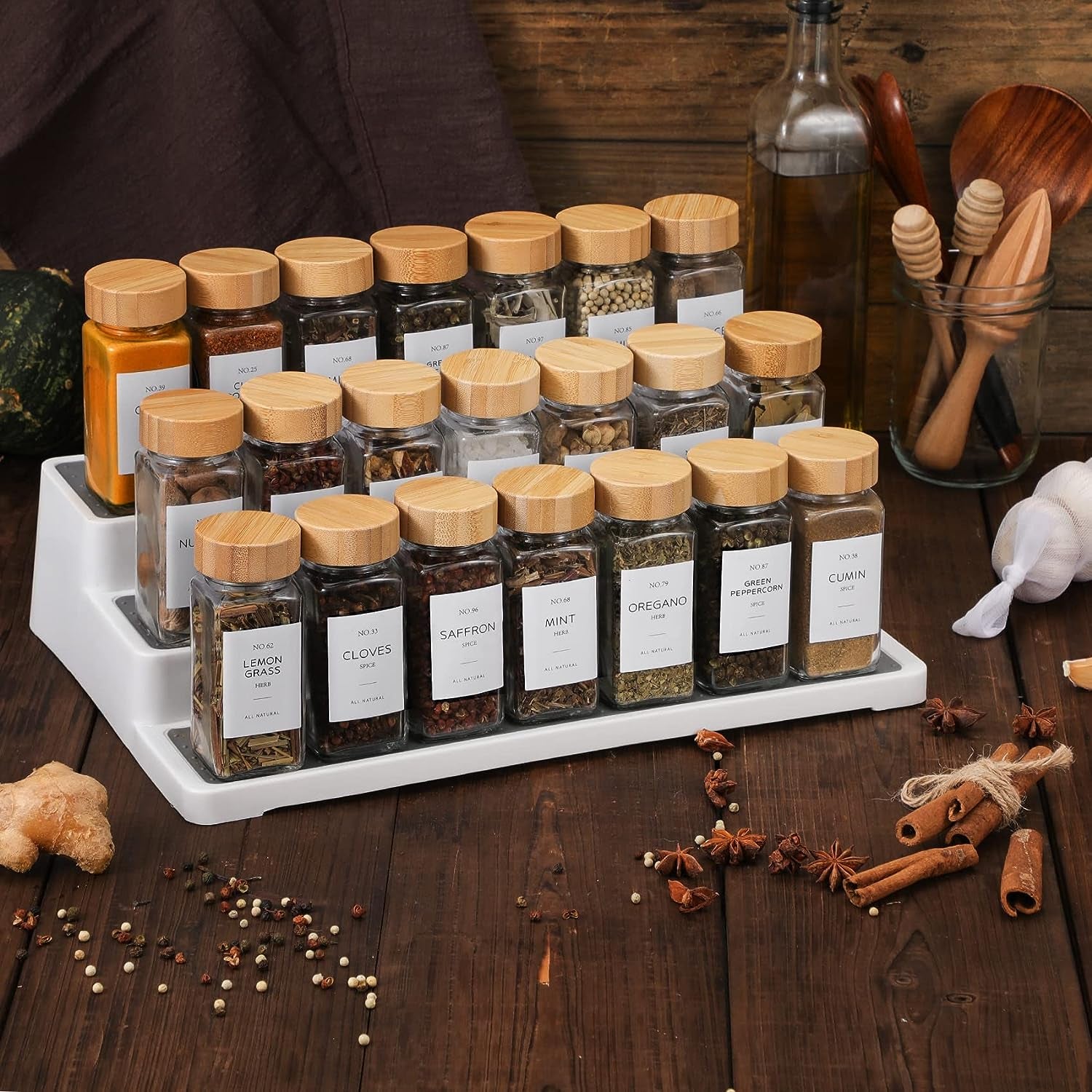 4 Oz Glass Jars with Minimalist Farmhouse Spice Labels Stickers