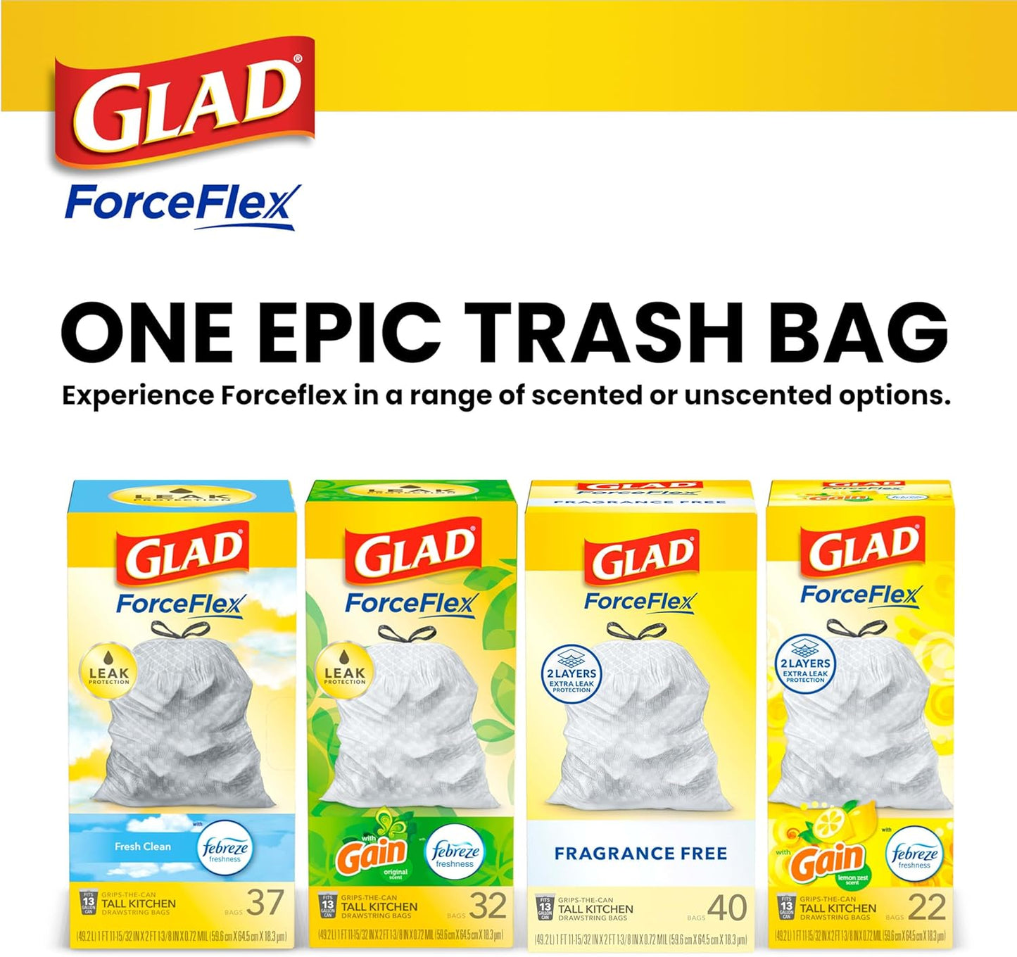 Trash Bags Forceflex Tall Kitchen Drawstring Garbage Bags 13 Gal Fragrance