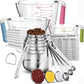 20 Piece Measuring Cups and Spoons Set Nesting Stainless Steel Measuring Cups Spoons