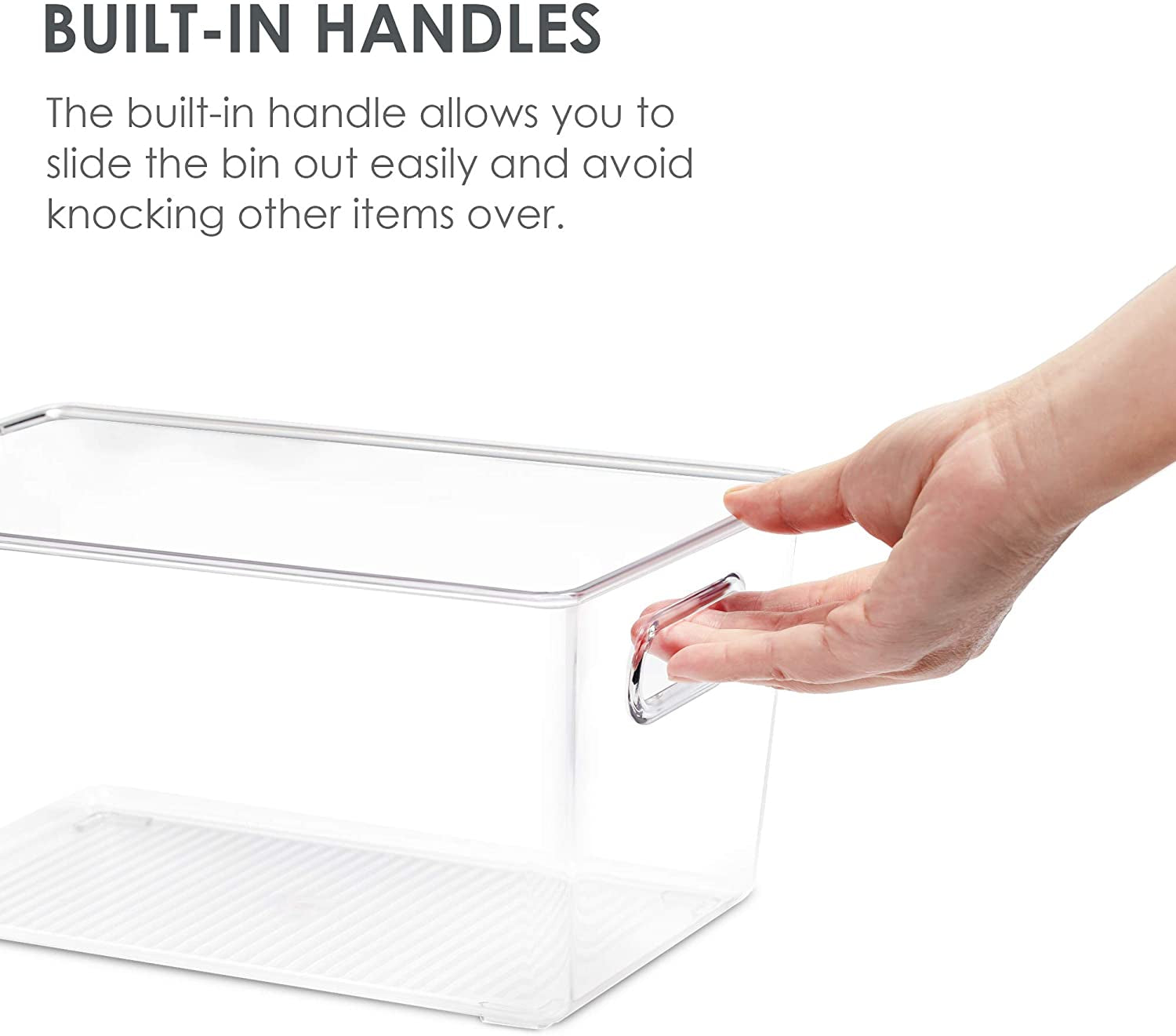 Clear Plastic Storage Bins 6 PCS Pantry Organizer Bins with Handle 