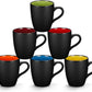 6 Pack Porcelain Coffee Mugs Set 12 Ounces Ceramic Coffee Mugs Matte Black 