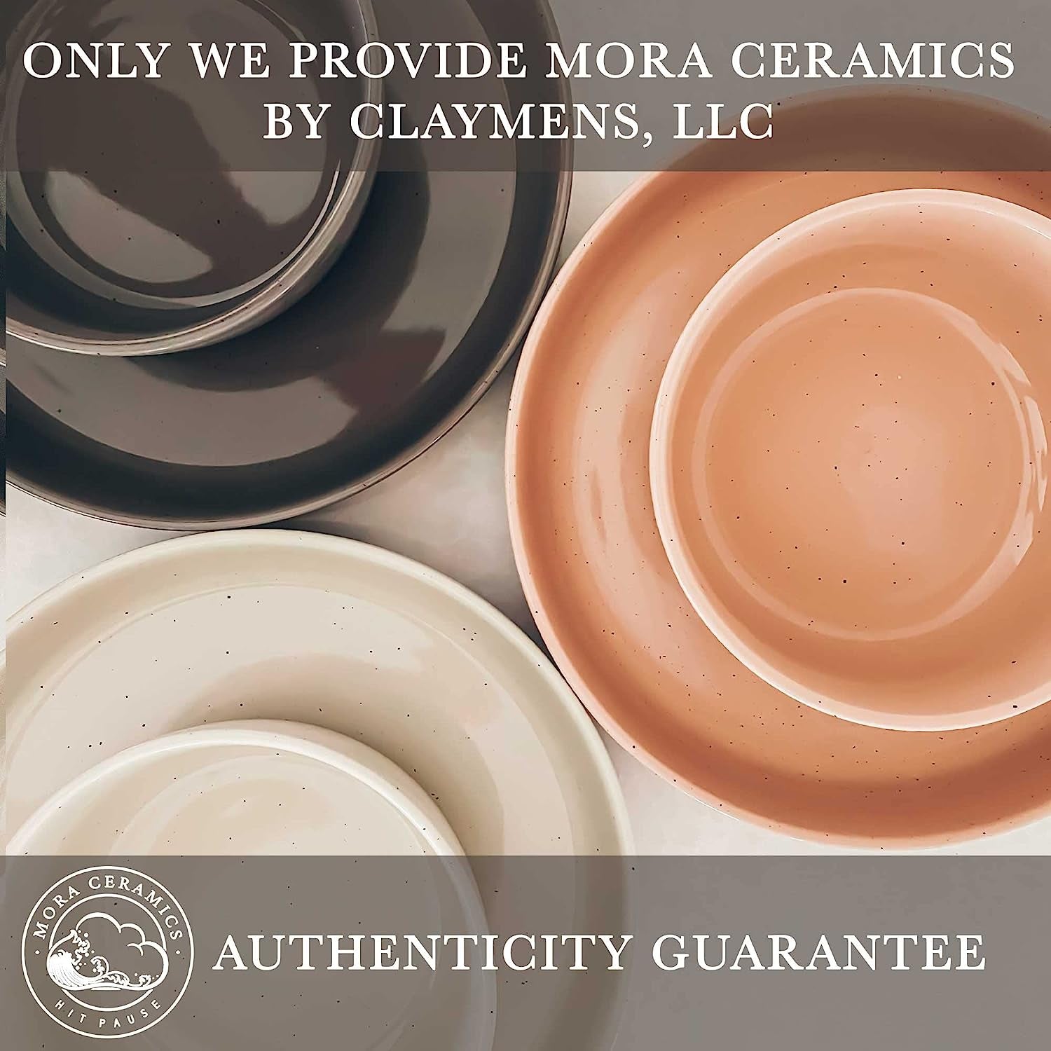 Mora Ceramic Flat Pasta Bowl Set of 4 35Oz Microwave Safe Plate 