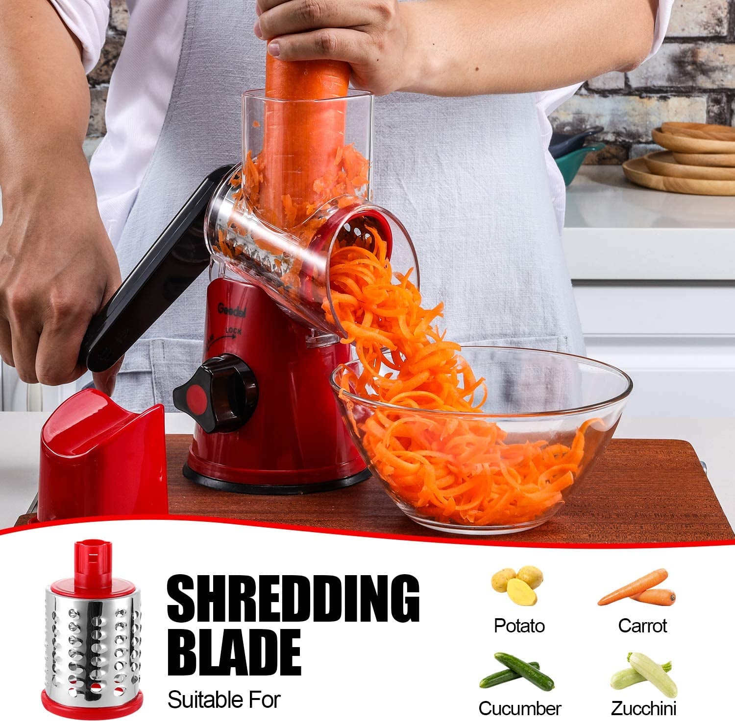 Kitchen Mandoline Vegetable Slicer with 3 Interchangeable Blades