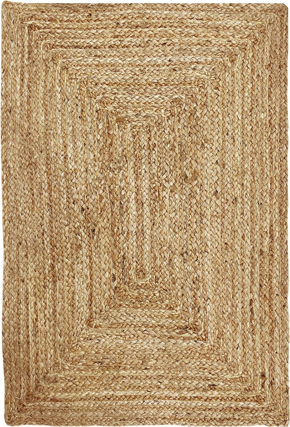 Hand Woven Jute Braided Rug 2'X3 Natural Reversible Boho Entry Area Rugs