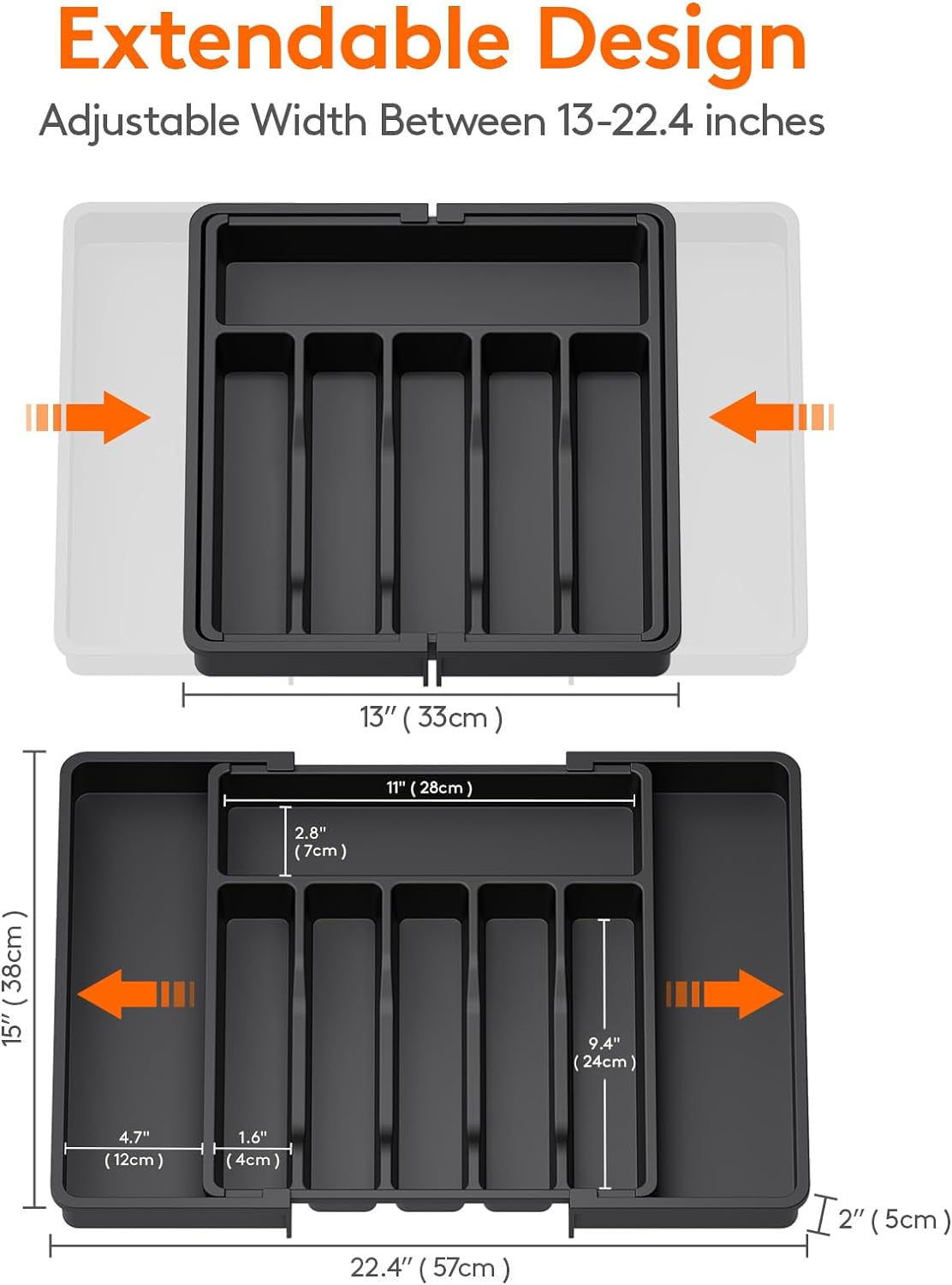  Expandable Utensil Tray for Kitchen BPA Free Flatware 